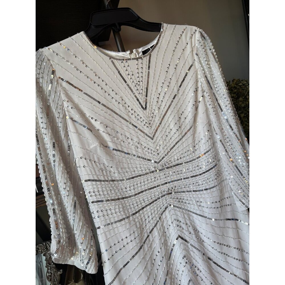 Parker Petra Sequin Mini Dress Ivory Womens Size 2 - Picture 6 of 11